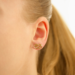 hjärta infinity örhängestift i förgyllt silver - Amoré