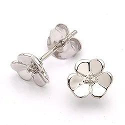 blommor örhängestift i silver med diamant