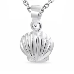 skal halsband i silver med hängen i silver