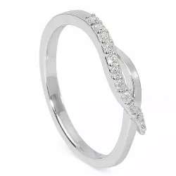 Slät zirkon ring i silver