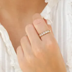 vit zirkon alliancring i förgyllt silver