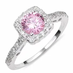 rosa zirkon ring i silver