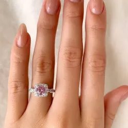 rosa zirkon ring i silver