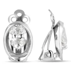 ovala zirkon öronclips i silver