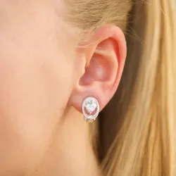 ovala zirkon öronclips i silver