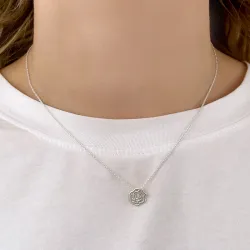 Födelseblomma juni rose hängen i silver