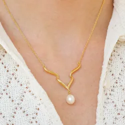 pärla halsband i förgyllt silver