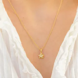 blommor zirkon hängen i förgyllt silver