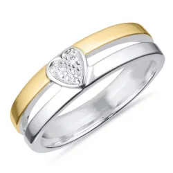 billig ring i silver med 8 karat guld