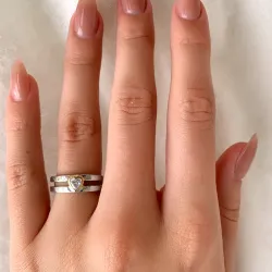 hjärta ring i silver med 8 karat guld