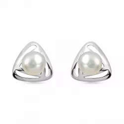 trekantigt pärla örhängestift i silver