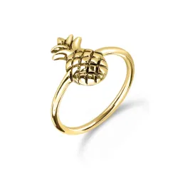 ananas ring i förgyllt silver