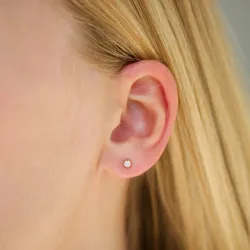 3 mm zirkon solitäreörhängestift i förgyllt silver