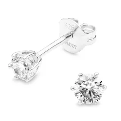 4 mm zirkon solitäreörhängestift i silver