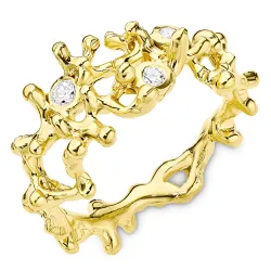 zirkon ring i förgyllt silver