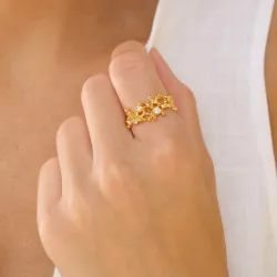 zirkon ring i förgyllt silver