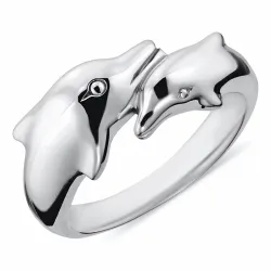 Delfin ring i oxiderat sterlingsilver