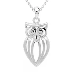 uggla zirkon halsband i silver med hängen i silver