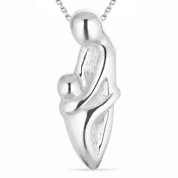 mor och barn halsband i silver med hängen i silver
