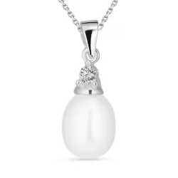 pärla halsband i silver med hängen i silver