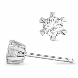 2 x 0,20 ct diamant solitäreörhängestift i 14 karat vitguld med diamant 