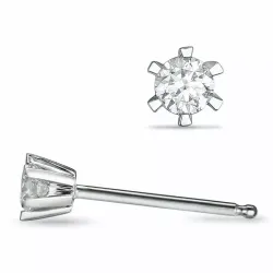 2 x 0,10 ct solitäreörhängestift i 14 karat vitguld med diamant 