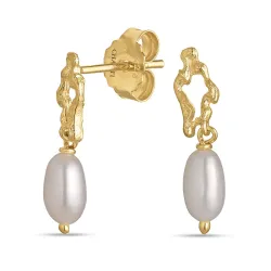 pärla örhängen i förgyllt silver - Lumé Etched