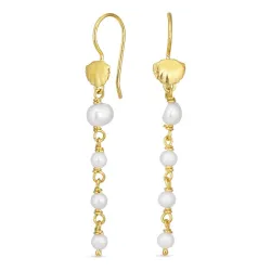 pärla kedja örhängen i förgyllt silver