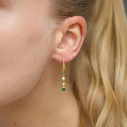 13,5 mm långa gröna creol i förgyllt silver