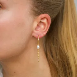 långa pärla halvcreol i förgyllt silver - Lumé Etched