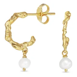 pärla halvcreol i förgyllt silver - Lumé Etched