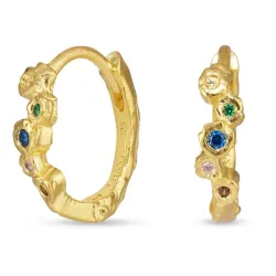 14,5 mm multifärgade zirkon creol i förgyllt silver - Bubbly Twist