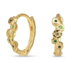 12 mm gröna zirkon creol i förgyllt silver - Bubbly Twist