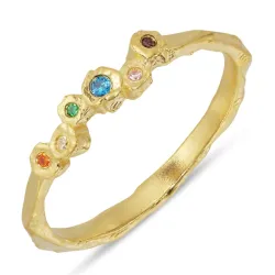 multifärgat zirkon ring i förgyllt silver - Bubbly Twist