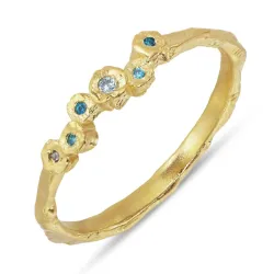 blå zirkon ring i förgyllt silver - Bubbly Twist