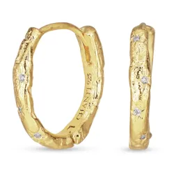 16 x 14 mm creol i förgyllt silver - Lumé Etched