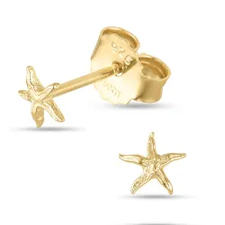 sjöstjärna örhängestift i förgyllt silver - Lumé Etched