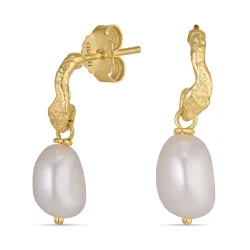 pärla örhängen i förgyllt silver - Lumé Etched