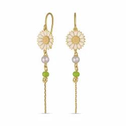 prästkrage gröna kedja örhängen i förgyllt silver