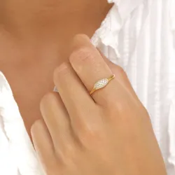 zirkon ring i förgyllt silver - Lumé Illume
