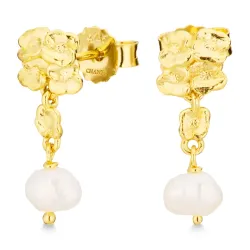 pärla örhängen i förgyllt silver - Lumé Etched