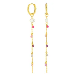 13 mm långa lila creol i förgyllt silver