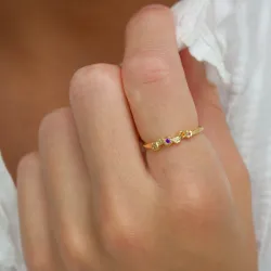 multifärgat zirkon ring i förgyllt silver - Bubbly Twist
