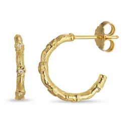 zirkon halvcreol i förgyllt silver - Lumé Etched