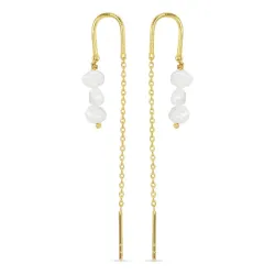 långa pärla kedja örhängen i förgyllt silver