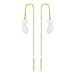 pärla kedja örhängen i förgyllt silver