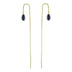 blå emalj kedja örhängen i förgyllt silver