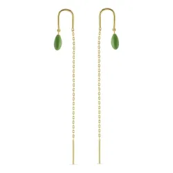 gröna emalj kedja örhängen i förgyllt silver