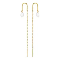 pärla kedja örhängen i förgyllt silver