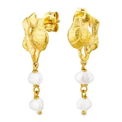 pärla örhängen i förgylld mässing - Eliné